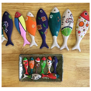 Vietnam poisson en bois naturel taille 9-15cm décor fabriqué à la main tenture murale ou affichage de table pour les espaces nautiques ou rustiques - Product Image 6