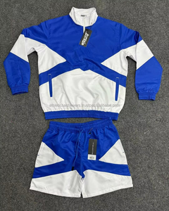 Custom <b>Men's</b> Breathable Lightweight Nylon Windbreaker Short Set Solid Color Regular Fit Streetwear Tracksuit for Winter Casual - Product Image 1