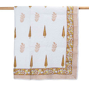 Edredón de algodón orgánico hecho a mano, suave, personalizado, estampado de hojas, máquina de la mejor calidad, edredón de bebé para uso en invierno, versátil para el hogar - Product Image 1