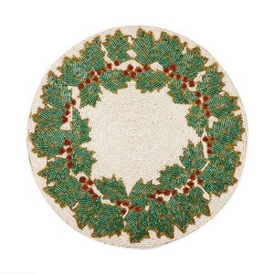 <b>Christmas</b> Party Table Decoration Wreath Design Beaded Placemat Charger <b>Mat</b> for <b>Christmas</b> Discount Price - Product Image 3