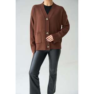 <b>Medium</b> <b>Brown</b> Pocket Cardigan - Product Image 1