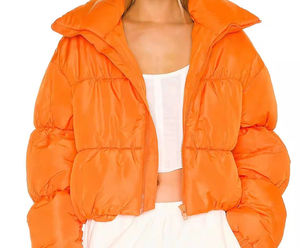 Customize Bold Winter Outerwear Crop Top Design Breathable Modern Feature Quilted Stitching Plus Size Women's Female <b>Jackets</b> - Product Image 1