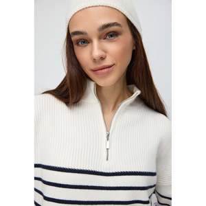 Suéter de Punto Casual para Mujer con Estampado, Cierre de Cremallera, Transpirable, de Seda con Decoración Bordada, Talla XS - Product Image 4