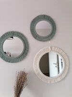 Prix le moins cher décoration murale naturelle miroirs en rotin produits en bambou miroir mural décoratif en gros pour le salon