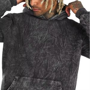 New Arrival Custom logo Heavy Weight Vintage Wash Hoodie Mens Acid Wash Hoodie Plus Size Men's Sweatshirt Hoodie - Product Image 3