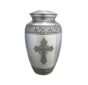 Urnes de crémation en métal avec urne à bande gravée Conception de texture grise Urne de crémation pour adultes à bas prix - Product Image 4