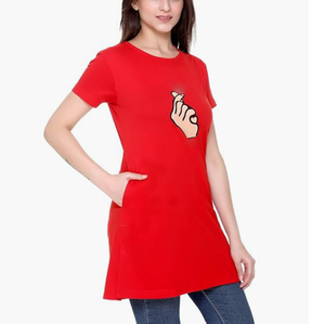 เสื้อยืดตัวยาวสำหรับผู้หญิงขนาดใหญ่พิเศษลำลองจากโลโก้คอกลมผ้าถักแห้งเร็วย้อมสีแบบทึบสำหรับผู้ใหญ่ - Product Image 1