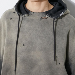 <b>Lightweight</b> Breathable Solid Color Sun Faded Polyester/Cotton Eco-Friendly Quick Dry <b>Hoodie</b> for Men OEM Service Wholesale - Product Image 4