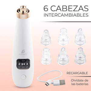 เครื่องดูดสิวเสี้ยนไฟฟ้าแบบชาร์จได้ 6 หัว ทำจากพลาสติก ABS สำหรับดูแลผิวหน้า ชาร์จแบบ Micro USB (US) - Product Image 2