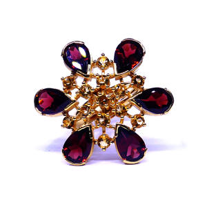 Party Wear Acero inoxidable Chapado en oro Vermeil Granate Citrino Piedra preciosa Mujer Anillo clásico - Product Image 1