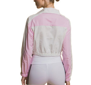 Custom Women Lightweight <b>Nylon</b> Windbreaker Jacket Zip up Elastic Waist Short Length Casual Style Hooded Loose Fit - Product Image 2