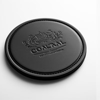 Cadeaux de luxe gravure personnalisée logo personnalisé ensemble de sous-verres en cuir véritable