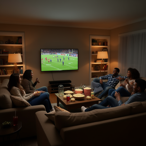 Camiseta de Manga Larga Oscura para Fiestas de Fútbol Americano, Promocional, con la Frase 'I'm Here for Commercials' - Product Image 3