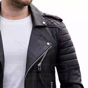 Chaqueta de piel de vaca de talla grande para hombre al por mayor con cuello levantado para uso en invierno al aire libre con logotipo en la parte delantera - Product Image 6