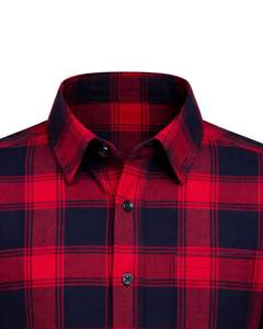 Chemise à carreaux personnalisée pour homme, manches longues, boutonnée, style décontracté en flanelle, couleurs rouge et noir, fabrication sur mesure, vente en gros, OEM - Product Image 4