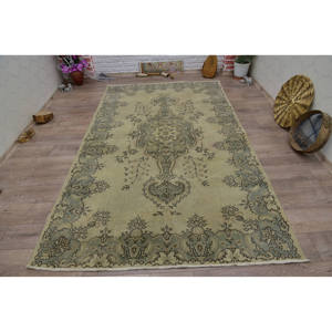 Classique Vert Vintage Turc Tapis 5.4 X 9.2ft Grande Surface Laine Patchwork Rectangle Motif Abstrait pour Couloir Chambre Tapis Latex - Product Image 1