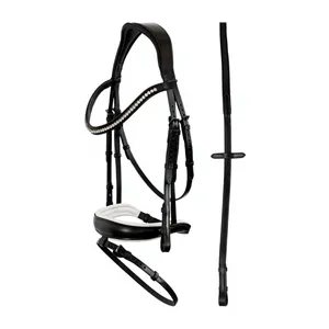 Brida Inglesa de Cuero Genuino Hecha a Mano con Logotipo Personalizado, Talla Completa, Negra, Perfecta para Montar al Aire Libre, Doma, Salto y Uso Diario - Product Image 2