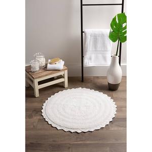 Alfombra de baño de lujo de algodón 100%, ganchillo redondo con borde decorativo hecho a mano, suave y absorbente para el hogar, alfombra de baño antideslizante lavable - Product Image 1