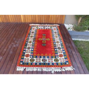 Alfombra Turca de 3.8x6.4 pies, Alfombra Vintage, Alfombra Oriental Roja - Product Image 1