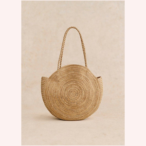 Sac à main de luxe en jonc de mer et raphia tissé à la main fourre-tout en rotin élégant avec détails inspirés de perles scintillantes et de diamants - Product Image 1