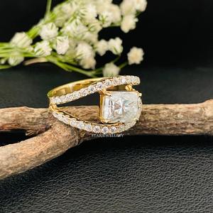 14K แหวนเพชรโมอิส1.75ไลท์สีทองใสสำหรับงานหมั้นเพชรโมอิสซาไนต์ - Product Image 3