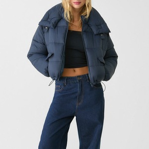Bomber Veste Bulle Manteau Femmes À Manches Longues Coton Fermeture Éclair Long Hiver Puffer Fourrure Femme Manteau Doudoune Avec Col De Fourrure Capuche - Product Image 1