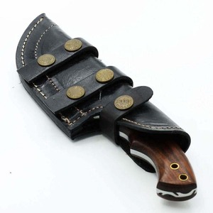 Cuchillo rastreador de Damasco de alta calidad, cuchillo de acero de Damasco hecho a mano personalizado con mango de madera y Funda de cuero - Product Image 4