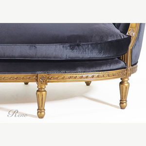 Série de canapés pour salon 5505, fabriqués en bois d'acajou avec des sièges en mousse épaisse et un tissu doux - Product Image 2