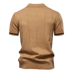 Pour chemise à manches courtes T-shirt Non fer jeunesse hommes hauts décontracté pur été solide 100% coton Anti-rides tricoté tissu - Product Image 2