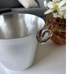 Cubo de hielo para bebidas frías con asa para champán Cubo de hielo redondo de hierro galvanizado para fiesta al aire libre indio - Product Image 4