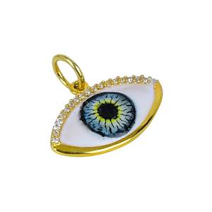 Pendentif oeil en argent sterling 925 plaqué or pour femme Colliers mode plaqué or avec pendentif breloque oeil fait main - Product Image 1