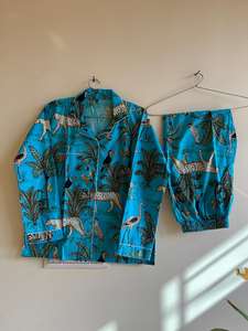 Pijama elegante de algodón orgánico con cuello en V para mujer, transpirable, suave, Sexy, con estampado de animales de la selva, de talla grande, informal, con cierre de cordón - Product Image 3