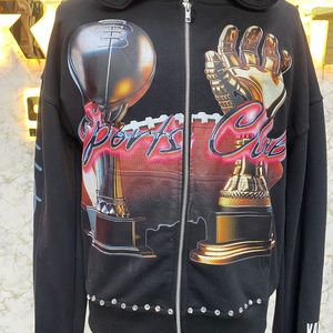 Bon matériel Odm Services la plus demandée fermeture éclair sweat à capuche bouffée imprimé fabriqué en usine pas cher prix sweats à capuche hommes sweats à capuche - Product Image 2