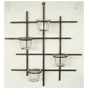 Iron Wall <b>Sconce</b> With 4 Glass Votive <b>Candle</b> Holder For Home Living Room Wall Decorative - Product Image 1
