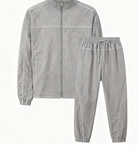 Conjunto Deportivo de 2 Piezas para Hombre, Chaqueta Cortavientos con Cierre y Pantalones Jogger, con Logotipo Personalizado, de Nailon de Alta Calidad, Reflectante, Estilo Urbano Vintage - Product Image 1