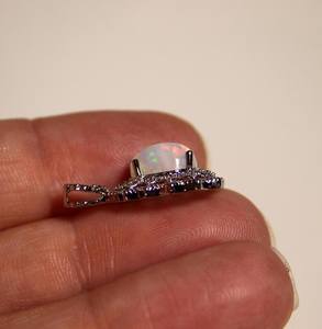 Pendentif en opale éthiopienne blanche pierre précieuse naturelle pendentif en cristal de réglage en argent bijoux faits à la main cadeau pour elle - Product Image 5