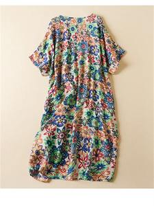 Robe d'été vintage à fleurs, grande taille, décontractée, ample, pour femmes, en coton et en lin - Product Image 2