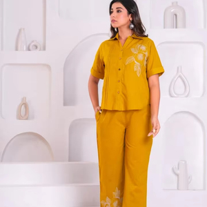 Cotton Casual Co-ord Set for Women Loose Fit Printed Two Piece Set with <b>Matching</b> Top and Bottom Trendy Woman's Co-ord - Product Image 1