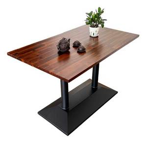 Table basse rectangulaire en bois d'acacia style ferme moderne 120x70cm avec double pieds en fer, mobilier de salon - BA68147 - Product Image 1
