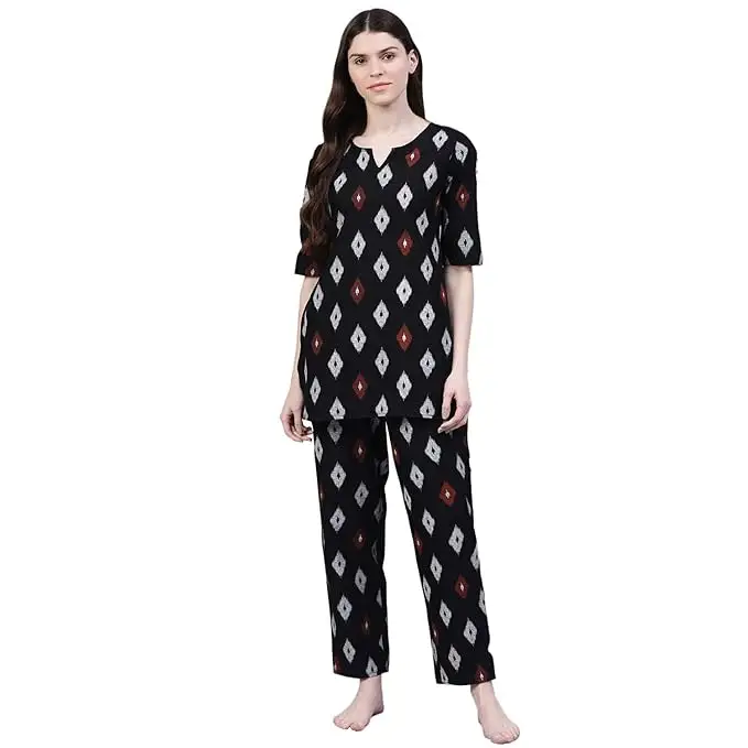 Mảnh Pajama Set Phụ Nữ Ngắn Tay Áo Đồ Ngủ Nửa Quần Đồ Ngủ Hoa In Pyjama Set Mùa Hè Phụ Nữ Loungewear Cotton