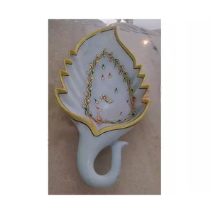 Sculpture de feuille décorative artisanale en pierre naturelle, de qualité, conception de feuille élégante, Sculpture de marbre, exportation de l'inde - Product Image 5