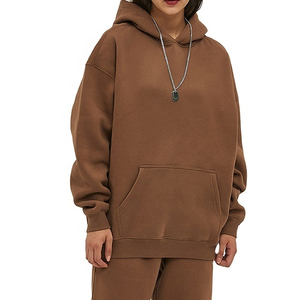 Sweat à capuche surdimensionné pour femme en coton 100% lourd, pull personnalisé avec épaules tombantes, design doublé, longueur longue, col à capuche - Product Image 2