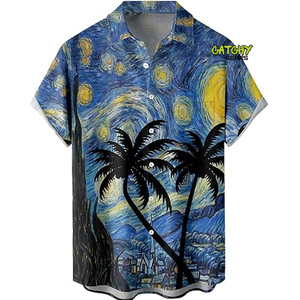 Vente en gros OEM de chemises hawaïennes à manches courtes avec logo personnalisé pour hommes chemises de vacances à la plage - Product Image 1