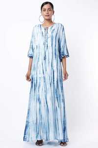 Robe maxi en rayonne 100% attrayante pour femmes, tie-dye, avec glands, mode estivale, sans manches, vacances, florale, naturelle, ample, kaftan maxi - Product Image 3