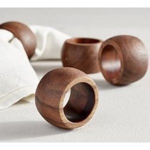 Offre Spéciale: Design unique, rond de serviette marron uni bon marché-Fait à la main en bois d'acacia par le fabricant indien. - Product Image 3