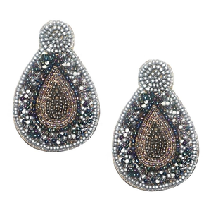 Fashion Jewelry Seed Bead <b>Earrings</b> Drop Shape Multi Color Embroidered <b>Handmade</b> <b>Earrings</b> From India for Women and Girls - Product Image 3