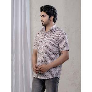 Chemise décontractée pour homme en coton imprimé à manches courtes, tissu popeline respirant, taille XL, offre ODM - Product Image 5