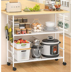 Isla de Cocina Moderna de 3 Niveles con Almacenamiento, Construcción de Metal y MDF, Fácil Instalación - Product Image 4