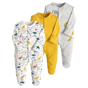 Pijama Enterizo de Manga Larga hasta el Tobillo para Recién Nacidos de 6 a 9 Meses, Estilo 52 Amropi, Unisex, Paquete de 3, Algodón Transpirable - Product Image 2
