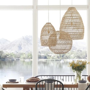 Bamboo lamp shade bamboo pendant lamp Basket <b>Rattan</b> Woven <b>Lantern</b> Chandelier Pendant Lamp Shade - Product Image 6